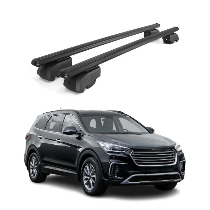 Dachträger für Hyundai Santa Fe III / Grand Santa Fe 2013-2018 Alu Schwarz 2tlg