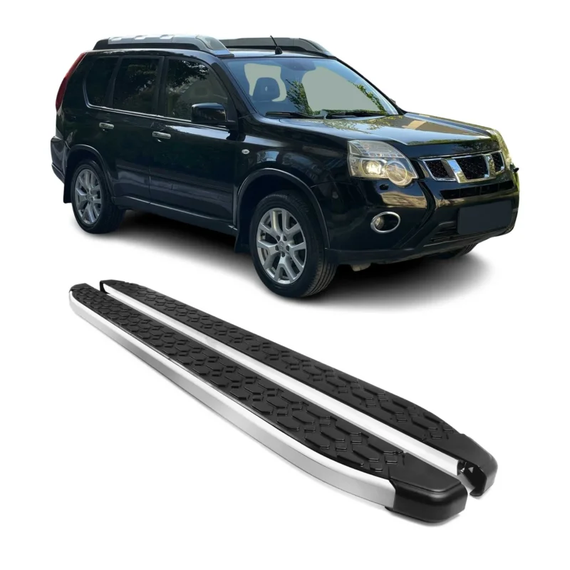 Alu Trittbretter Seitenschweller für Nissan X-Trail T31 2007-2013 Schwarz Silber