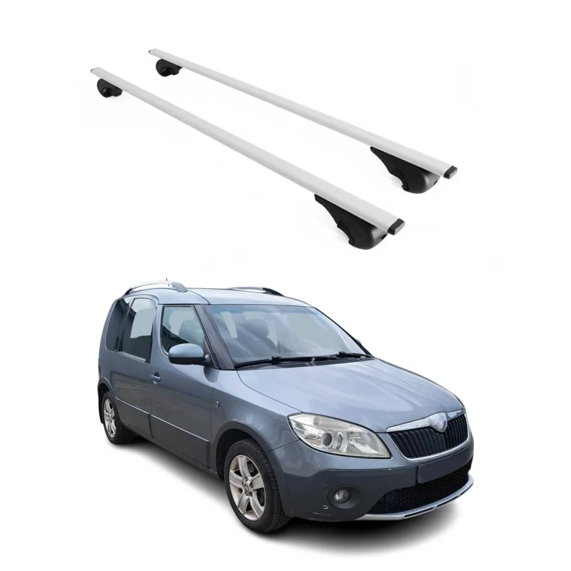 Dachträger Grundträger für Skoda Roomster 2006-2015 75kg Stahl Silber 2 tlg