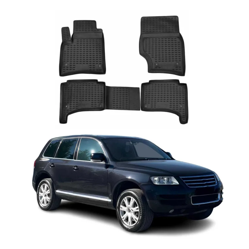 OMAC Gummimatten Fußmatten für VW Touareg 2002-2010 TPE Automatten Schwarz 4x