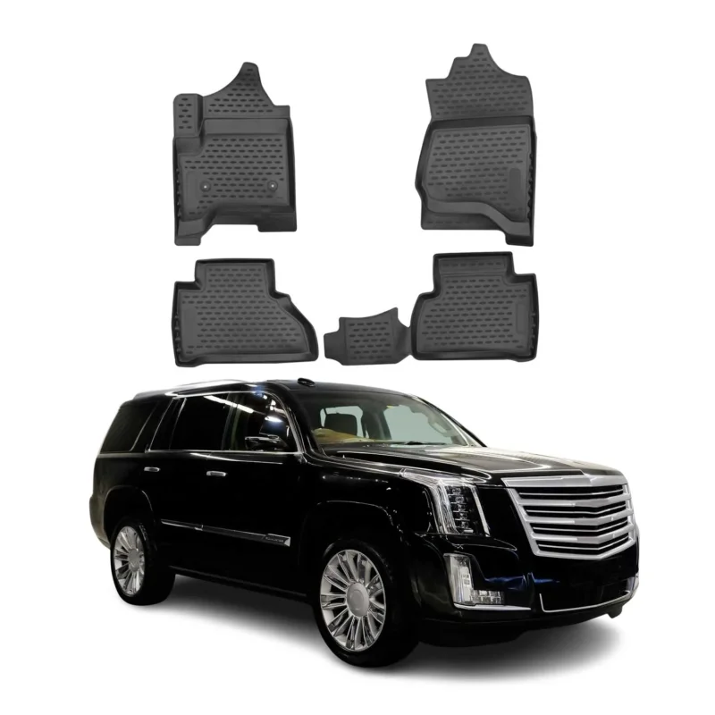 OMAC Gummimatten Fußmatten für Cadillac Escalade ESV 2007-2014 Matten Schwarz 4x