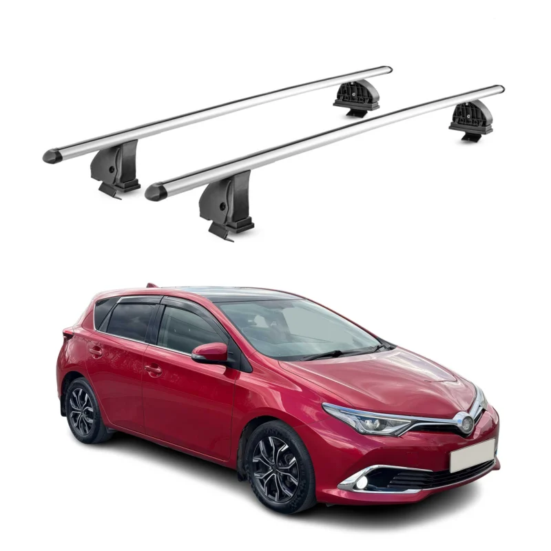 Alu Dachträger für Toyota Auris II 2012-2018 TÜV T-Nut Abschließbar 2tlg Silber