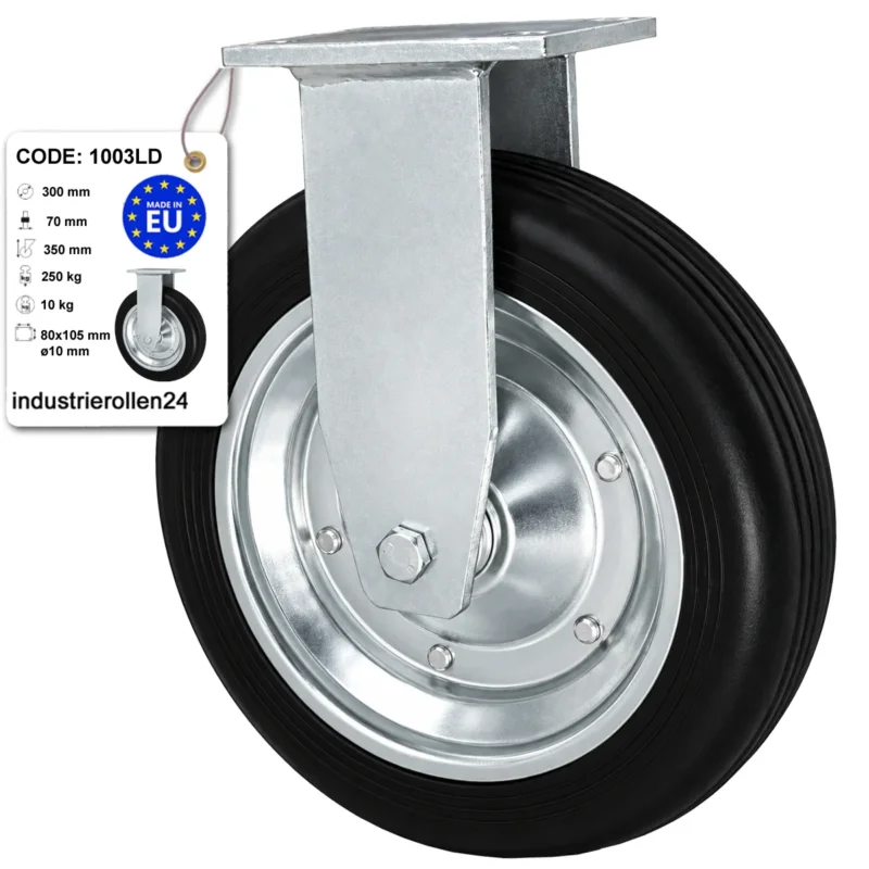 Metall-Gummiräder mit Platte Bockrolle Ø300 mm mit Platte Code: 1003LD