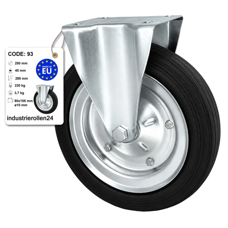 Metall-Gummiräder mit Platte Bockrolle Ø250 mm mit Platte Code: 93