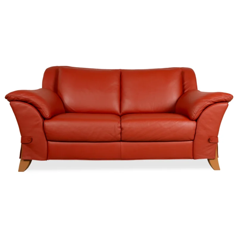 Natuzzi Zweisitzer Leder Rot Sofa Couch