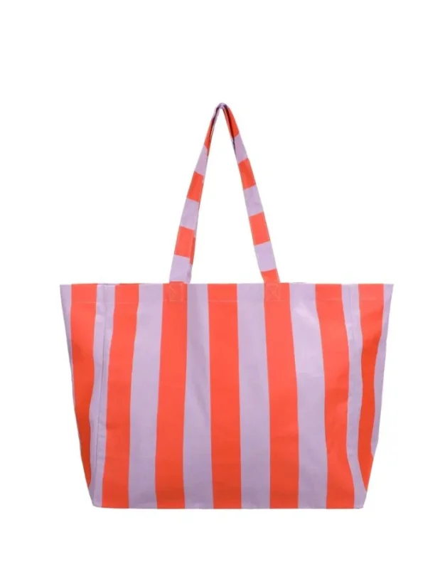 Große Strandtasche von Kado Design mit Streifen in Orange und Lila