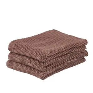 Zone Denmark Reinigungstücher aus 100 Prozent Baumwolle im 3er Set, gestrickte Spültücher ohne Mikroplastik für Küche und Haushalt, 27 x 27 cm in der Farbe Brown