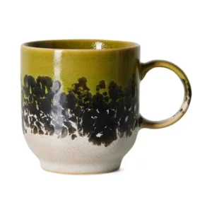 Mehrfarbiger HKliving 70s Ceramics Café Mug aus glasiertem Steingut im charakteristischen Retro-Design.