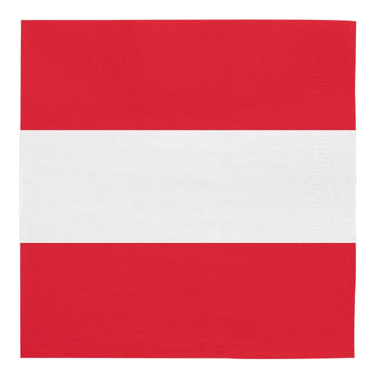 Oostenrijk Servetten Rood Wit 33cm 20st van WeFiesta koop je bij Partywinkel