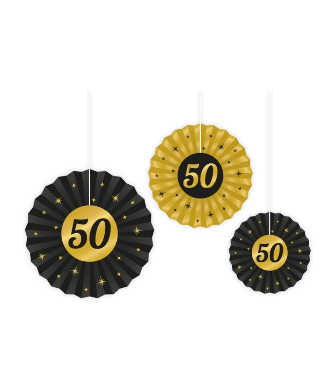 Papieren Waaiers 50 Jaar Set 20 - 40cm 3 - delig van Paper Dreams koop je bij Partywinkel