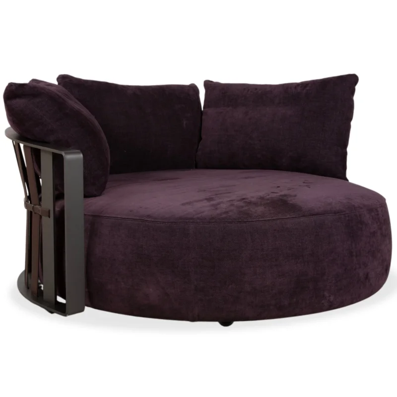 Poltrona Frau Scarlett Stoff Samt Zweisitzer Lila Aubergine Violett Sofa Couch mit Rollen