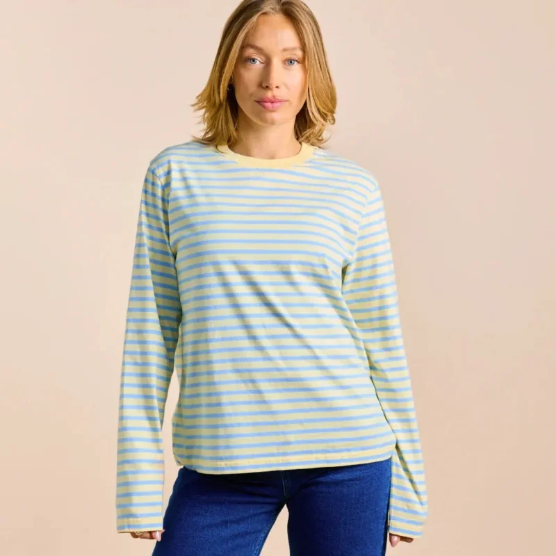 popeia - Langarmshirt Gestreift aus Bio - Baumwolle • Gelb/Hellblau - ROSA ECK