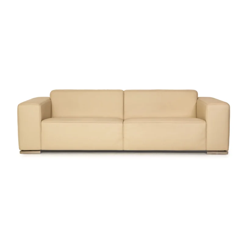 Rivolta Milano Leder Dreisitzer Creme Sofa Couch