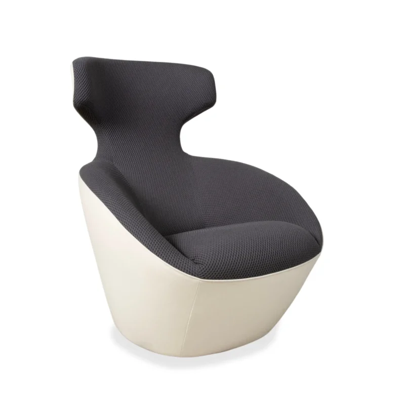 Roche Bobois Edito Stoff Sessel Grau Weiß Drehbar