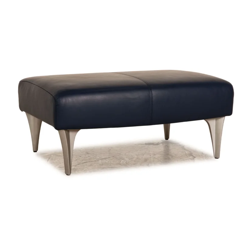 Rolf Benz 1600 Leder Hocker Blau