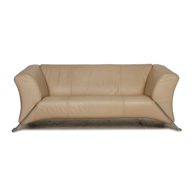 Rolf Benz 322 Leder Sofa Creme Dreisitzer Couch