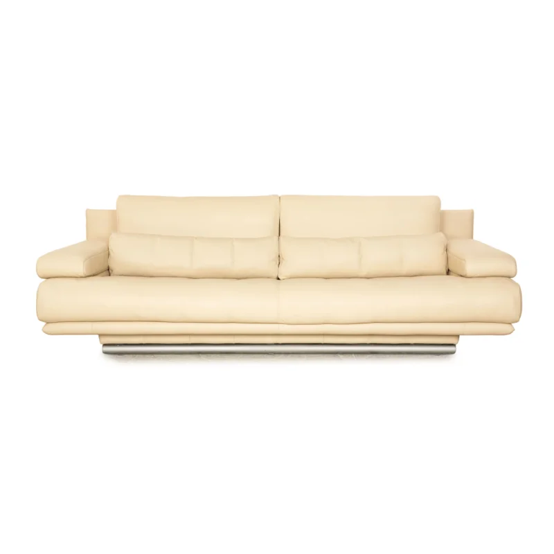 Rolf Benz 6500 Leder Dreisitzer Creme Sofa Couch manuelle Funktion