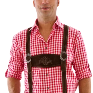 Rood Witte Blouse Heren Korte Mouw Krempelarm van Haus Huberts koop je bij Partywinkel