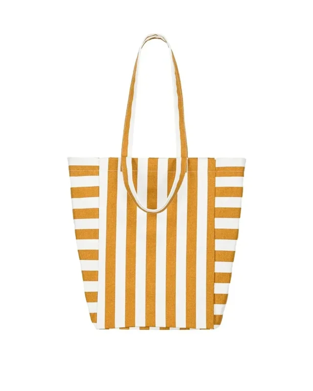 Rose in April - ELISABETH Einkaufstasche • Stripes Ecru/Caramel - ROSA ECK
