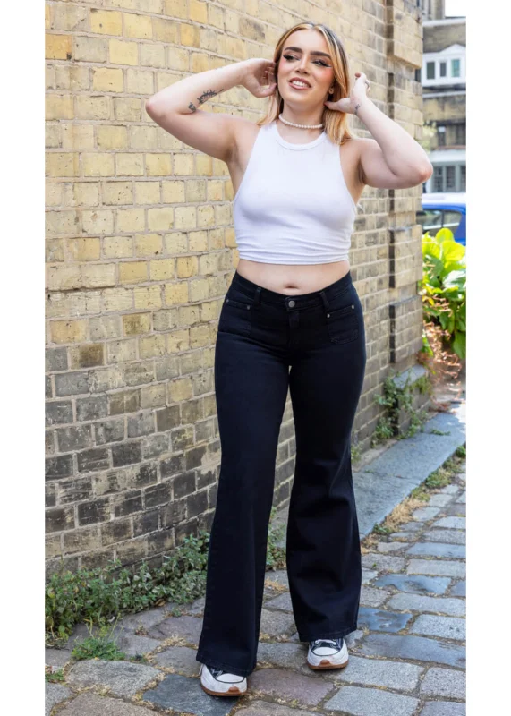 Run & Fly Hippy 70's Flare Hose Schwarz