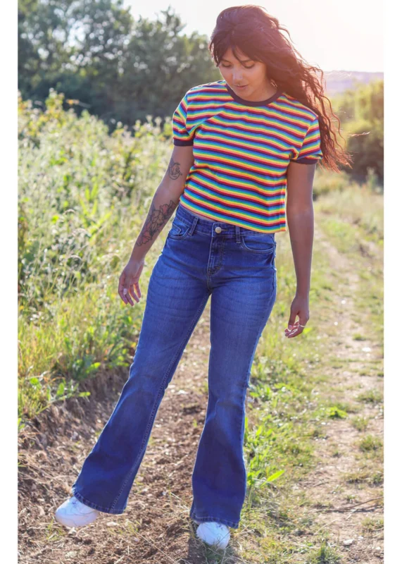 Run & Fly Rock 'n Roll Denim 70's Flare Jeans Blau