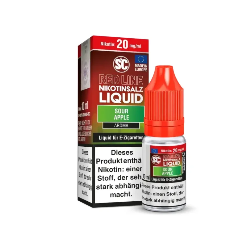 SC - Red Line Sour Apple Nikotinsalz Liquid 10 ml – Liquid Flasche Produktfoto