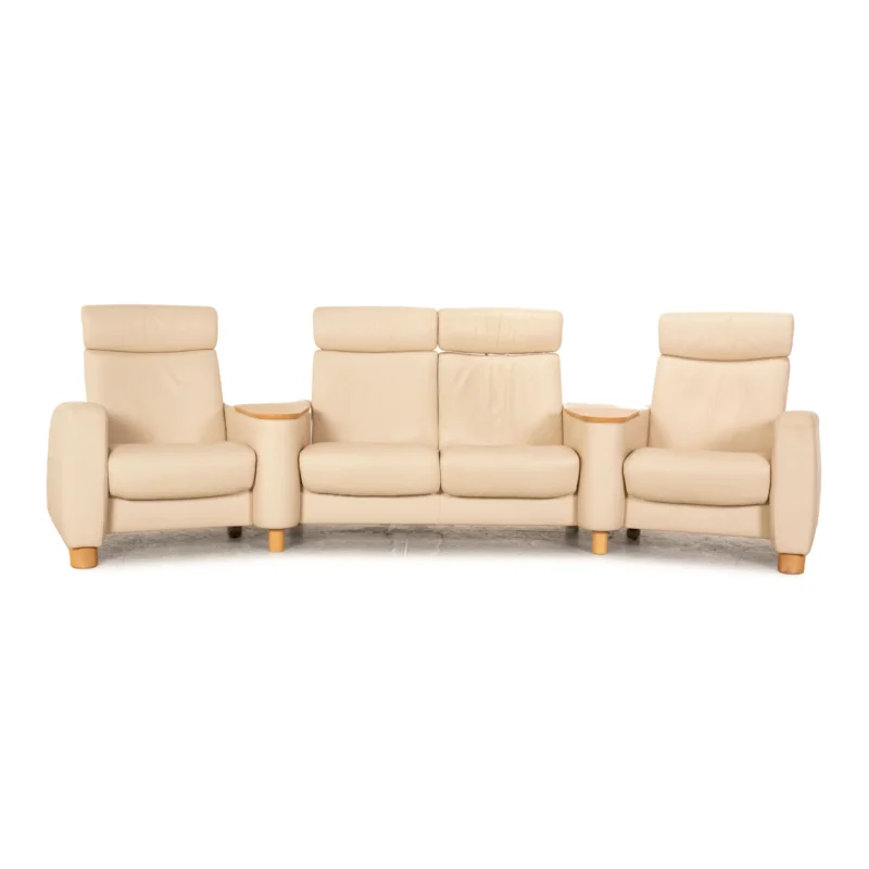 Stressless Arion Leder Viersitzer Creme manuelle Funktion Relaxfunktion Sofa Couch