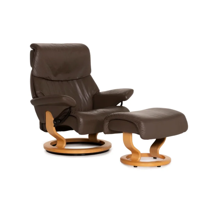 Stressless Dream Leder Sessel inkl. Hocker Dunkelbraun Braun Relaxsessel Größe L Funktion Relaxsessel