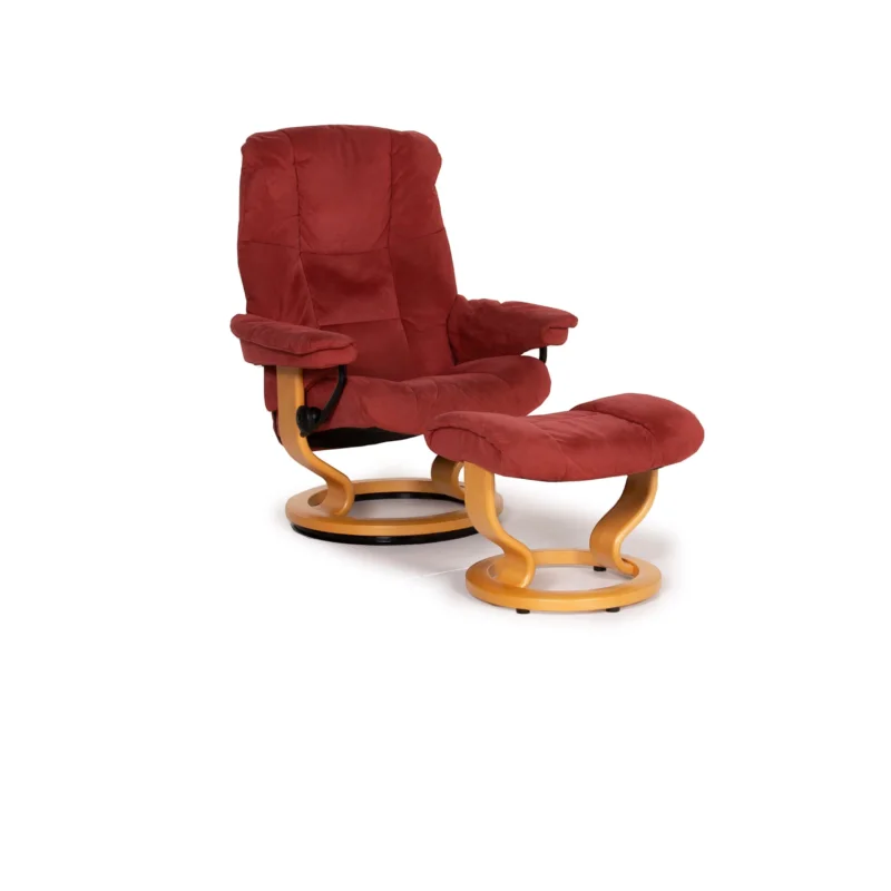 Stressless Mayfair Stoff Sessel Rot Alcantara inkl. Hocker Relaxfunktion #14909