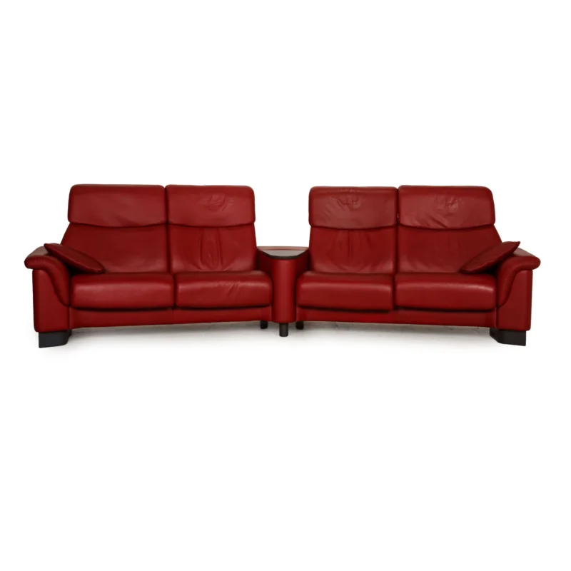 Stressless Paradise Leder Sofa Dunkelrot Viersitzer Couch Funktion
