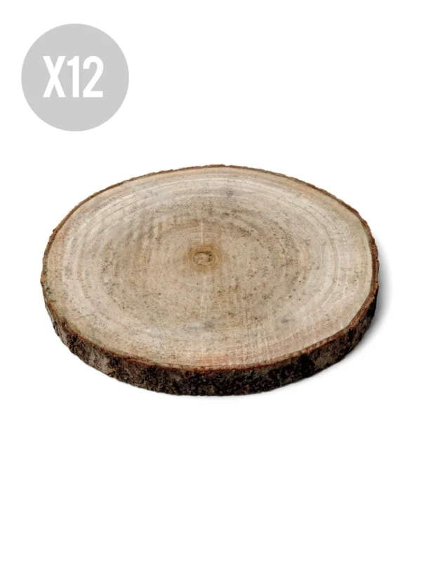 12 Holzscheiben aus Naturholz 13-17 cm