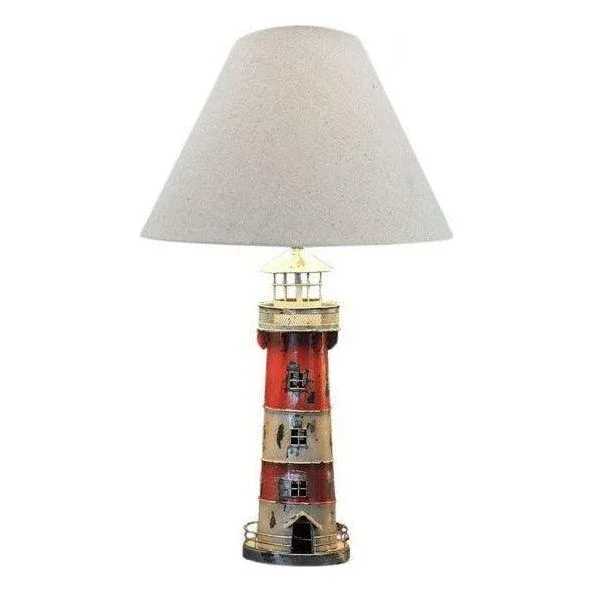 Tischlampe Leuchtturm rot creme - Luxurelle-Shop