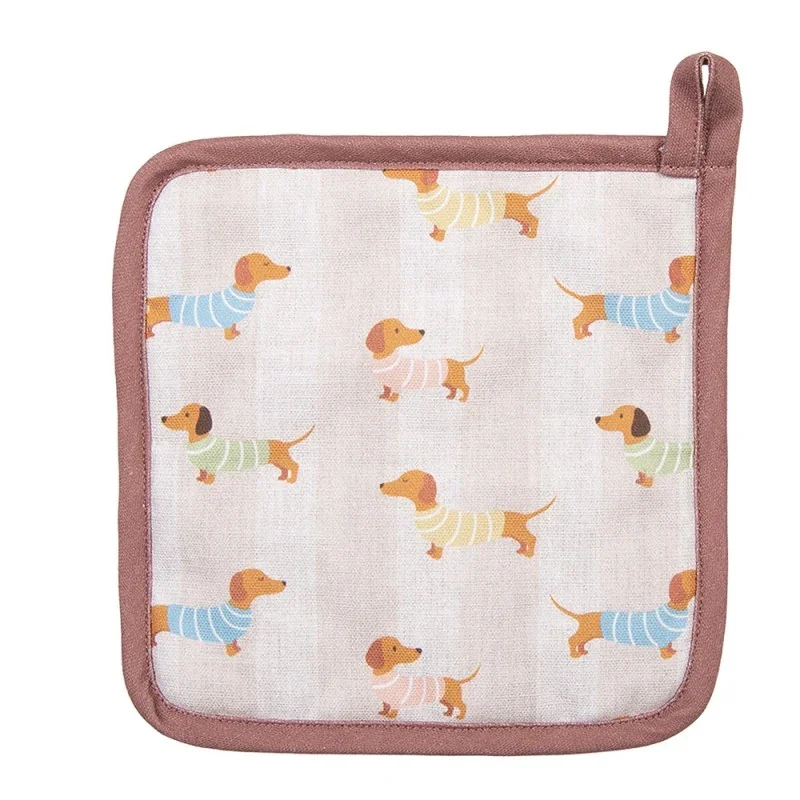 Topflappen Dapper Dog – praktischer Topflappen aus Baumwolle in Beige
