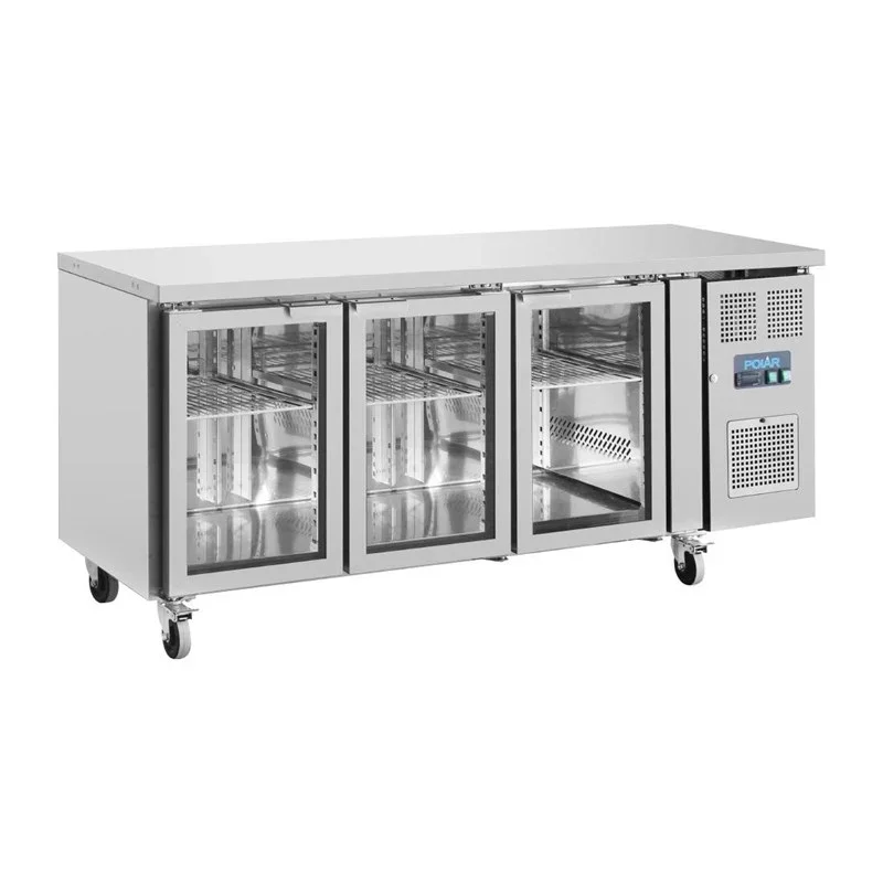 Polar Serie U Premium 3-türiger Thekenkühlschrank mit Glastüren