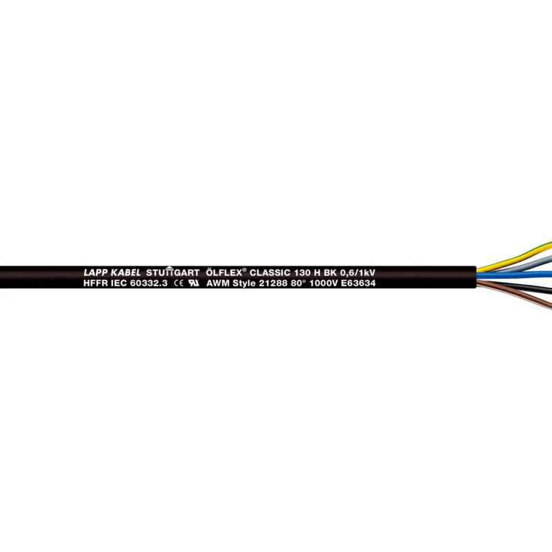 Lapp Kabel&Leitung - Energiekabel >= 1 kV, für ortsveränderlichen Einsatz ÖLFLEX CLASSIC 130 H BK 1123419/500 0,6/1 kV 3G1,5 − 500 Meter