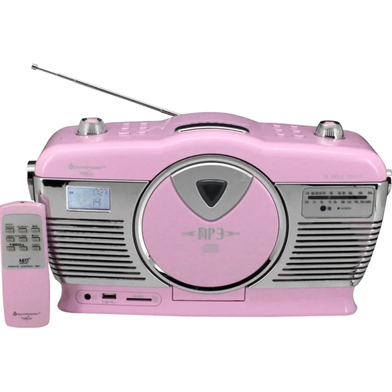 Soundmaster - Radio-Recorder Retro-Kofferradio RCD1350PI Rosa vertikal CD-Spieler − 2 Stück