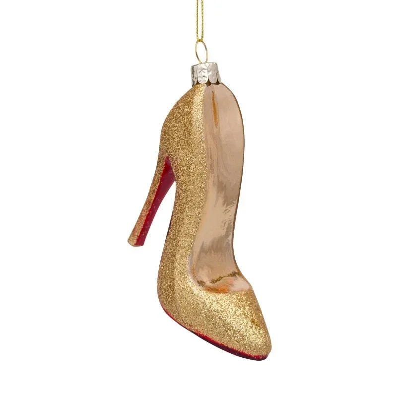 Vondels Christbaumschmuck HIGH HEEL Glas gold Glitter 10cm - Sir Henrys