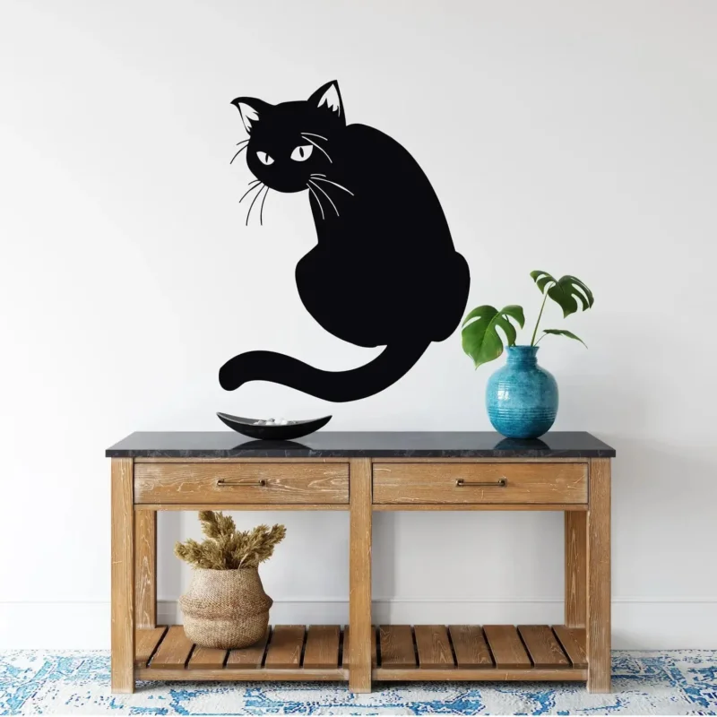 Wandtattoo Katze Silhouette Schwarze Katze für Wohnzimmer & Bookish Style - Sunnywall - Individualität trifft Design