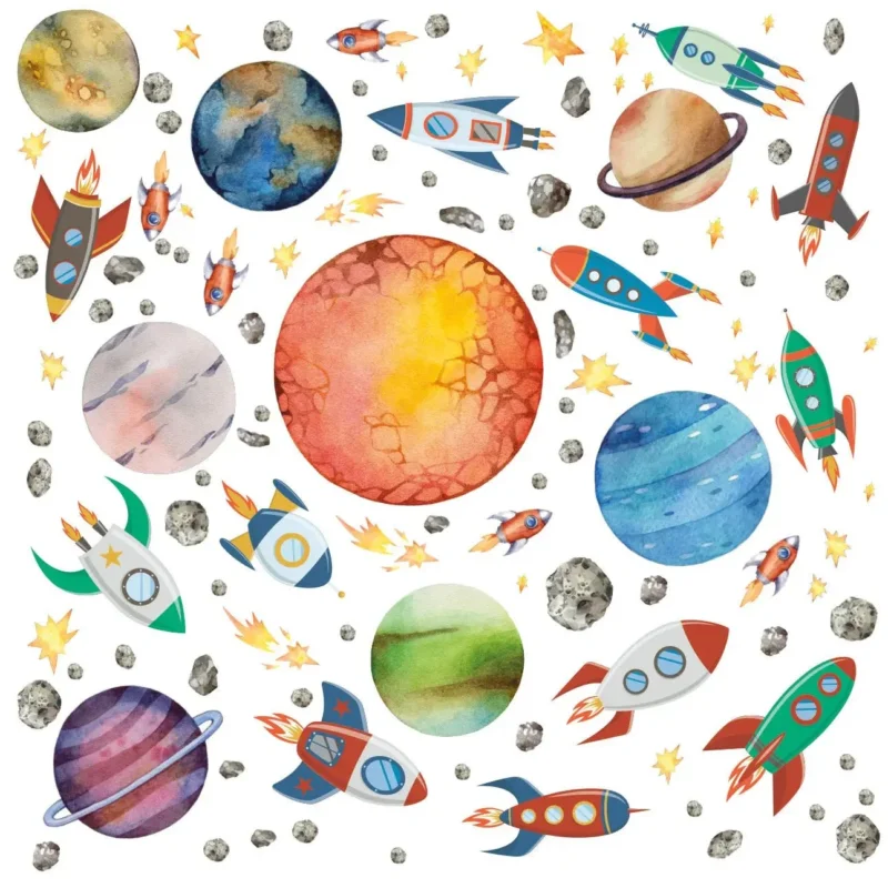 Wandtattoo Weltraum Planeten XXL Set | Kinderzimmer Aufkleber bunt Wanddeko - Sunnywall - Individualität trifft Design